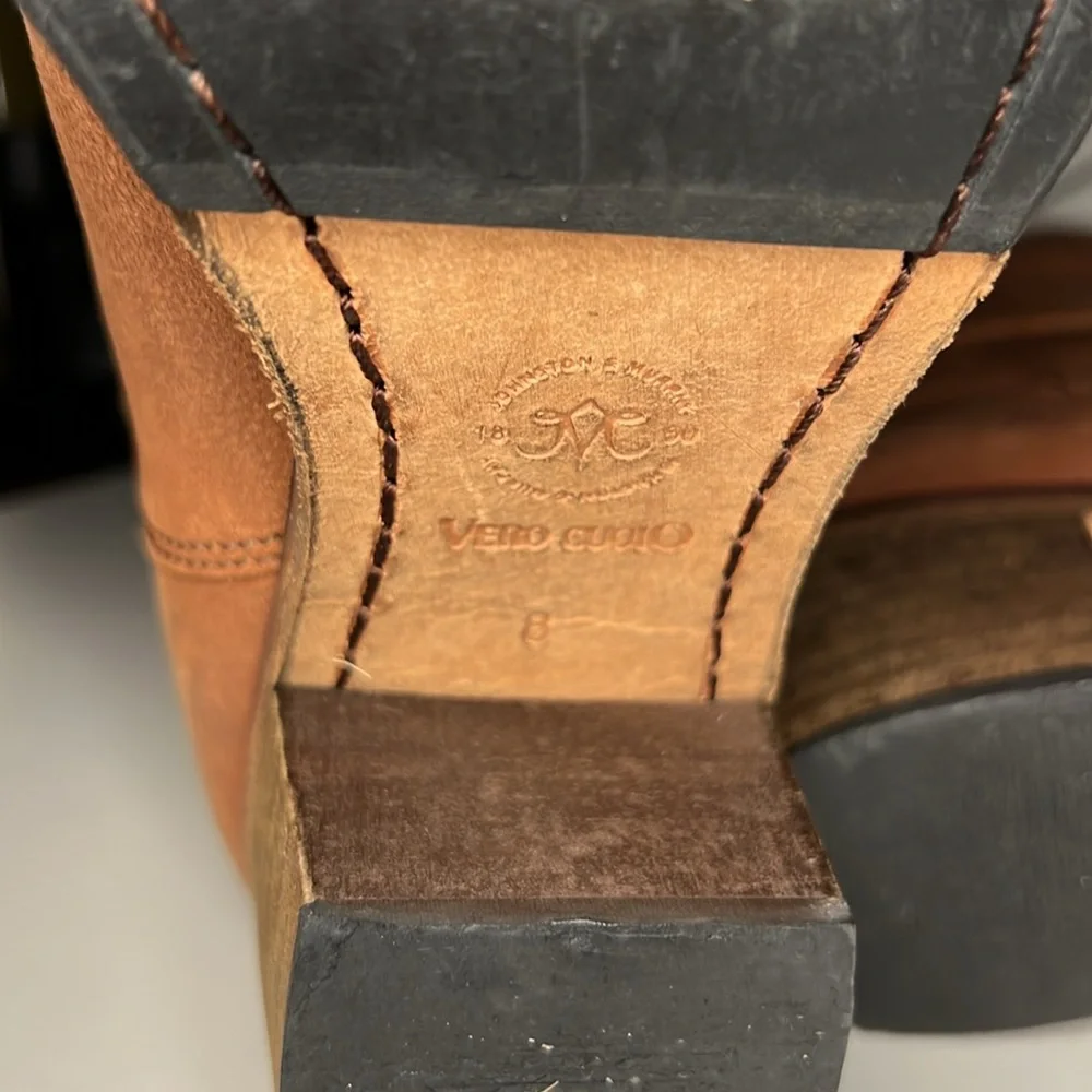 Johnston & Murphy Mid Calf Brown Leather Moto Style Pull On Harness Boots Size 8 - Picture 15 of 16